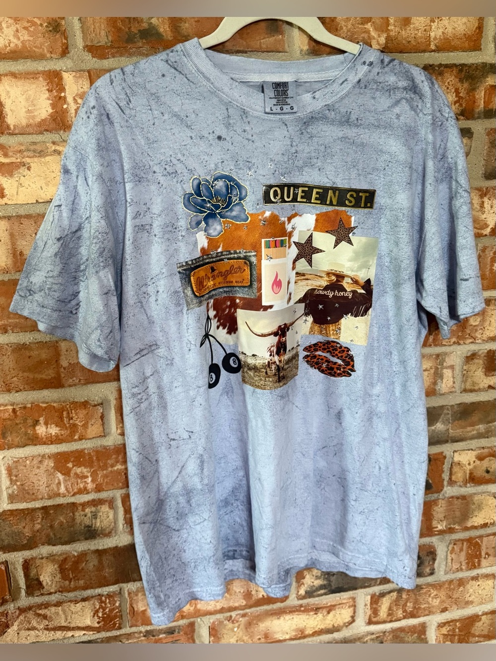 Comfort Colors Blue Colorblast Western Graphic Collage Short-Sleeve Tee